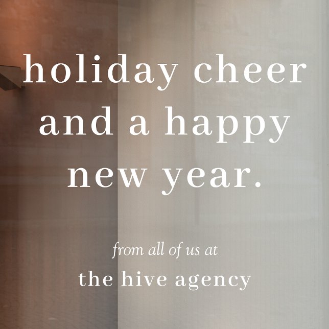 Window Cling | Business Christmas Holiday Greeting (Professional holiday vinyl decal with custom company name and festive seasonal message)