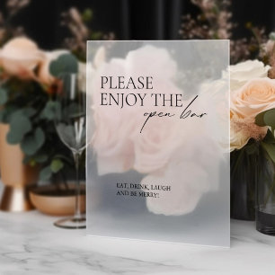 Window Cling Calligraphy Wedding Open Bar Sign