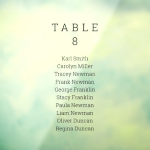 Window Cling Minimal Wedding Seating Chart Sign