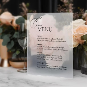 Window Cling Wedding Bar Menu Sign