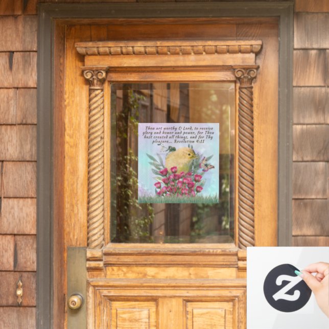 Window cling with bible verse and nature scene (Home Door)