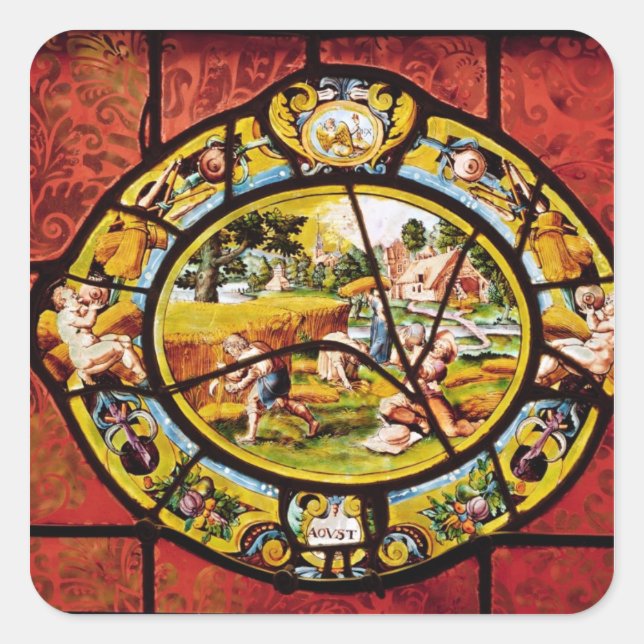 Window depicting August, from Montigny Square Sticker (Front)