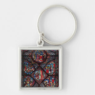 Window depicting scenes key ring