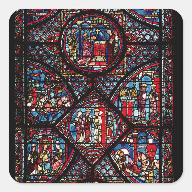 Window depicting scenes square sticker (Front)