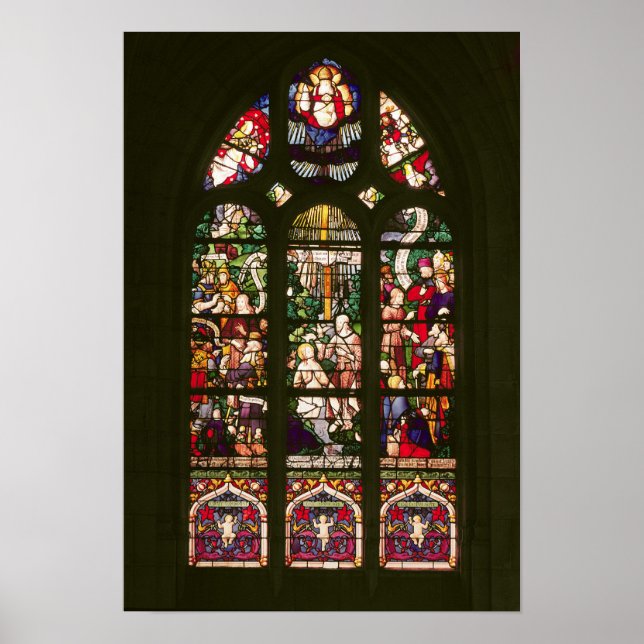 Window depicting the baptism of Christ, 1490 Poster (Front)