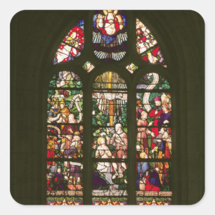 Window depicting the baptism of Christ, 1490 Square Sticker