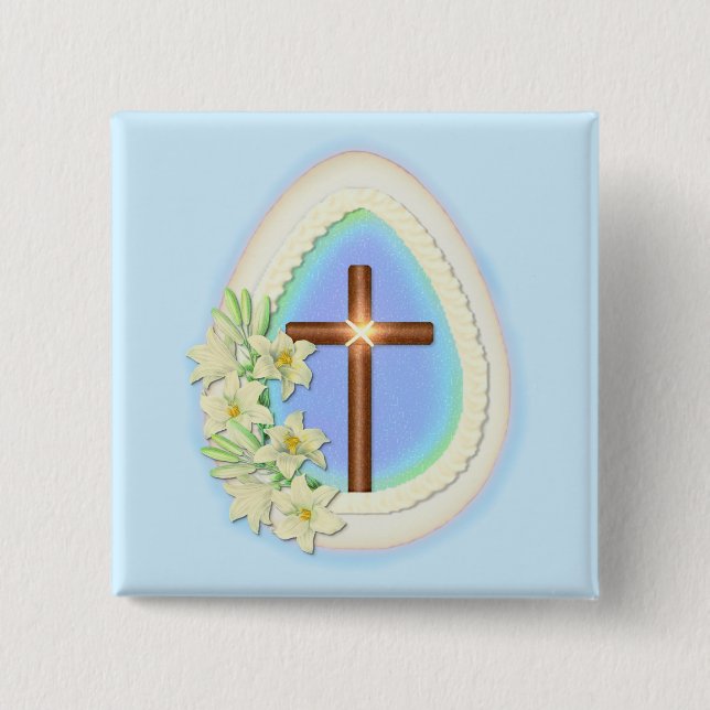 Window Egg and Cross 15 Cm Square Badge (Front)