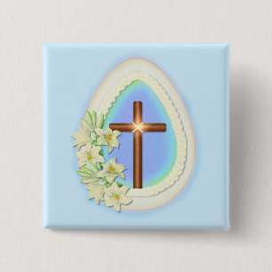 Window Egg and Cross 15 Cm Square Badge
