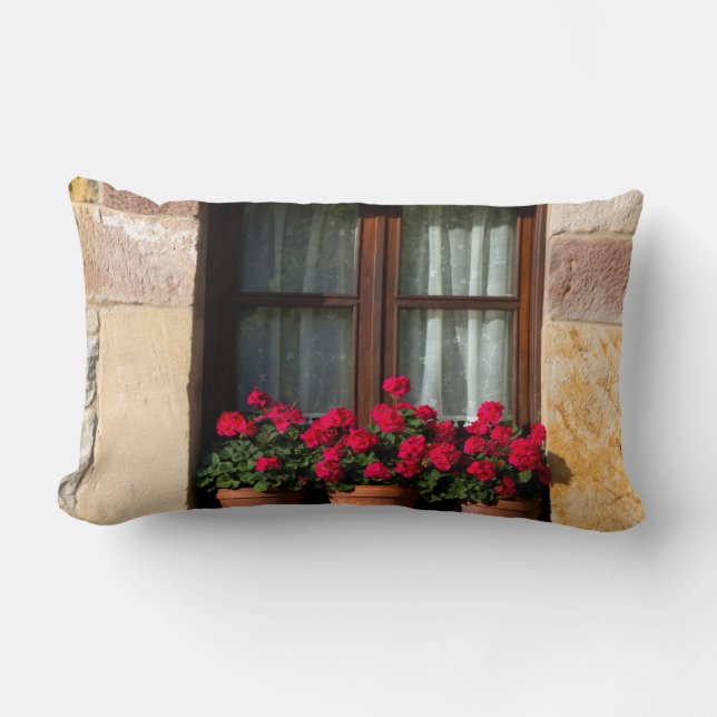 Window flower pots in village lumbar cushion (Front)