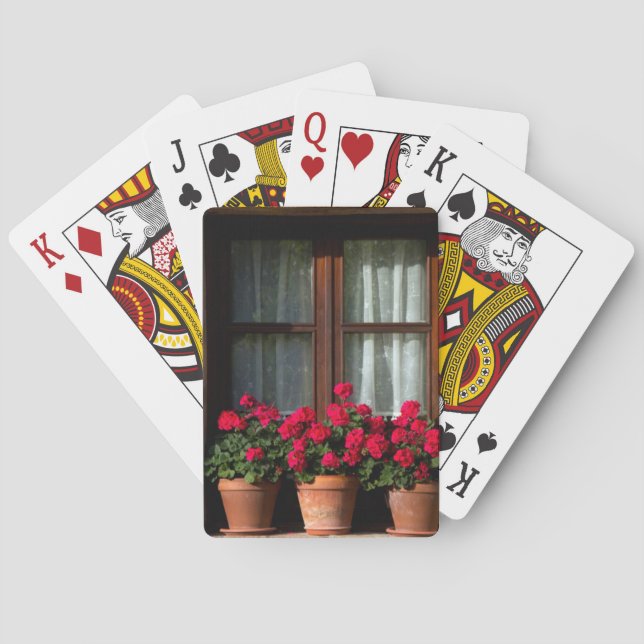 Window flower pots in village playing cards (Back)