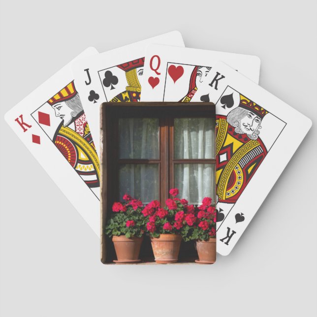 Window flower pots in village playing cards (Back)