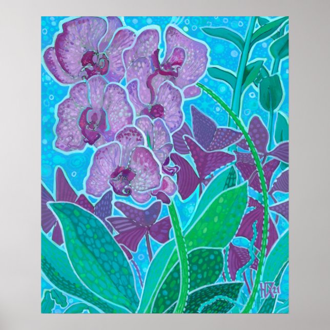 Window Garden Orchid Flowers Floral Art Painting Poster (Front)