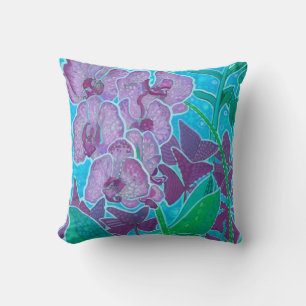 Window Garden Orchid Flowers Floral Botanical Art Cushion