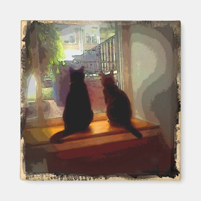 Window Gazing Kitties CB Magnet (Front)