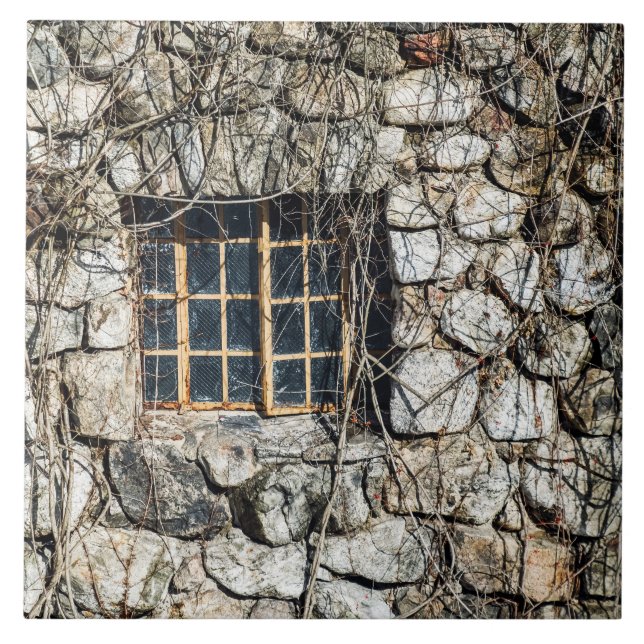 Window In A Wall Of Stone Ceramic Tile (Front)