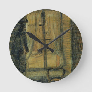 Window in Bataille Restaurant by Vincent van Gogh Round Clock
