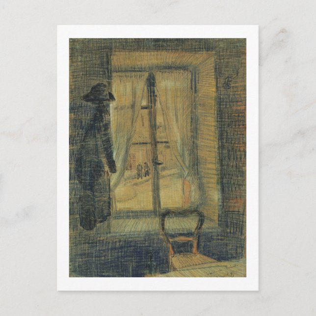 Window in Bataille Restaurant Van Gogh Fine Art Postcard (Front)
