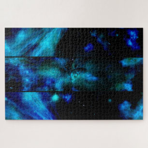 Window In Space, Blue Nebula Stars Jigsaw Puzzle