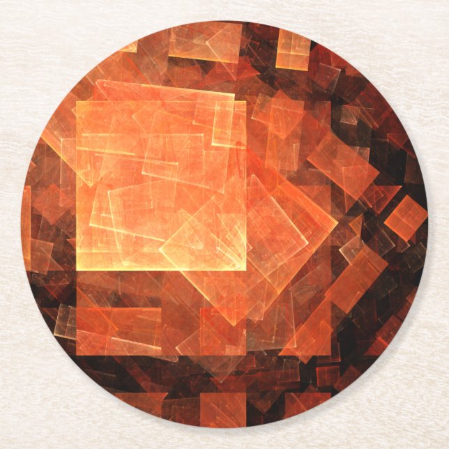 Window Light Modern Geometric Squares Abstract Art Round Paper Coaster (Front)