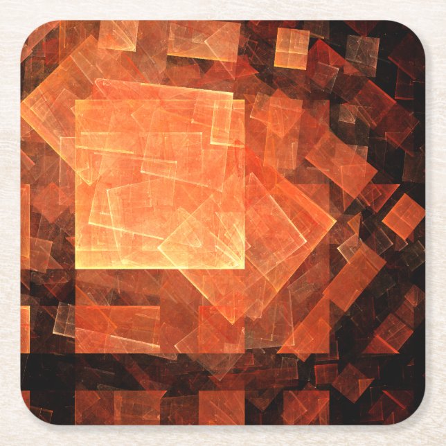 Window Light Modern Geometric Squares Abstract Art Square Paper Coaster (Front)