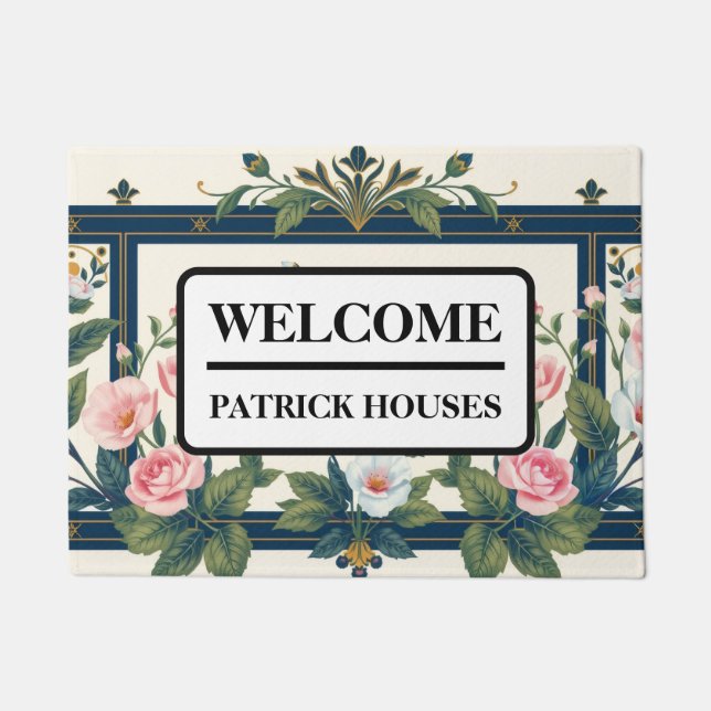 Window Luxury Art Deco Gold Floral Doormat (Front)