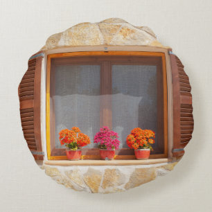 Window of a spanish Finca Round Cushion
