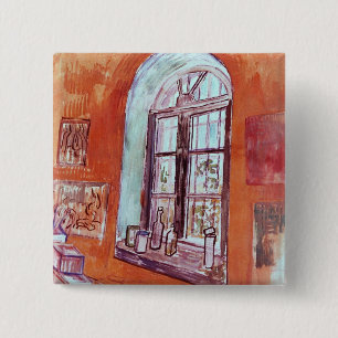 Window of Vincent van Gogh's Studio at the Asylum 15 Cm Square Badge