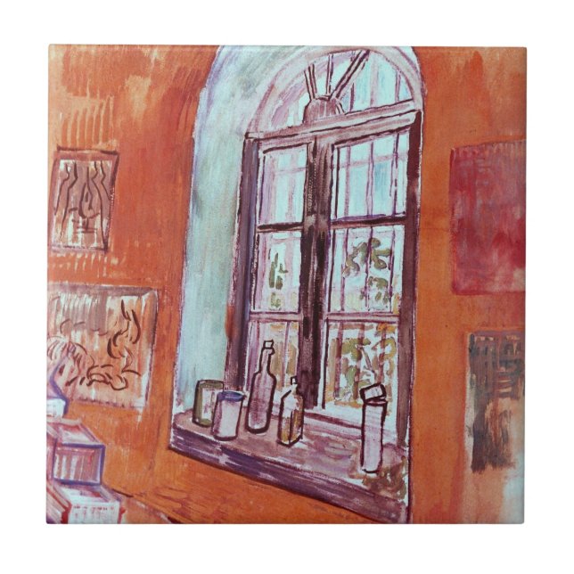 Window of Vincent van Gogh's Studio at the Asylum Ceramic Tile (Front)