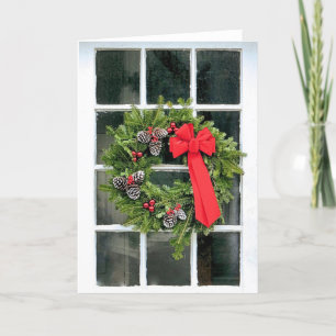 Window Panes - Christmas Wreath Holiday Card