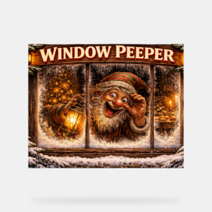 Window Peeper Icelandic Yule Lad art Acrylic Sign