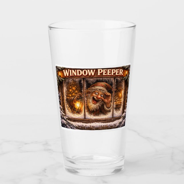 Window Peeper Icelandic Yule Lad  Glass (Front)