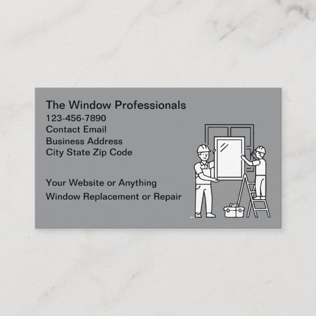 Window Repair Replace Services Business Card (Front)