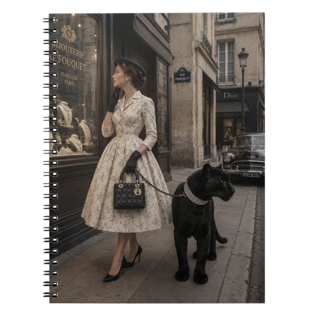 Window Shopping with a Black Panther Photo  Notebook (Front)