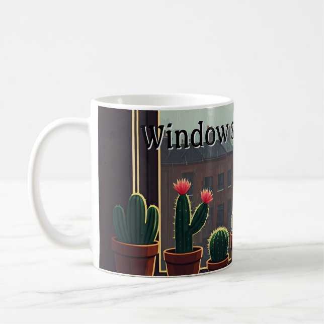Window sill cactus mug rain (Left)