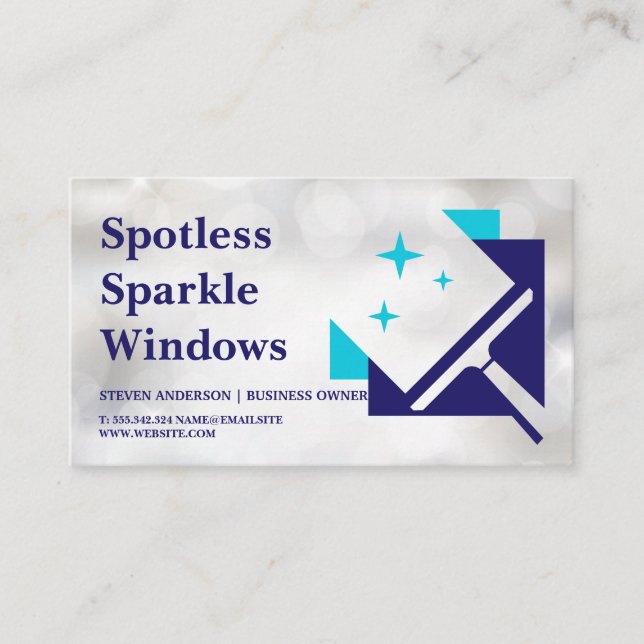 Window Squeegee Sparkle Clean Business Card (Front)