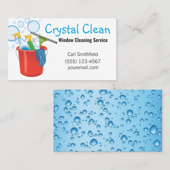 Window Squeegee Supplies Cleaning Service Business Card (Front/Back)