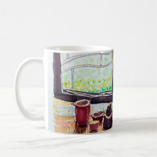 Window Tea and Flowers Coffee Mug