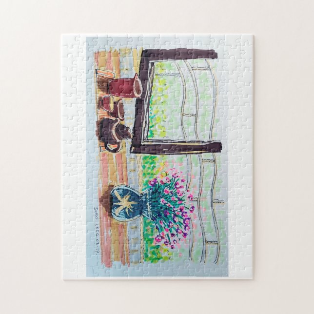 Window Tea and Flowers Jigsaw Puzzle (Vertical)
