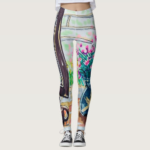 Window Tea and Flowers Leggings