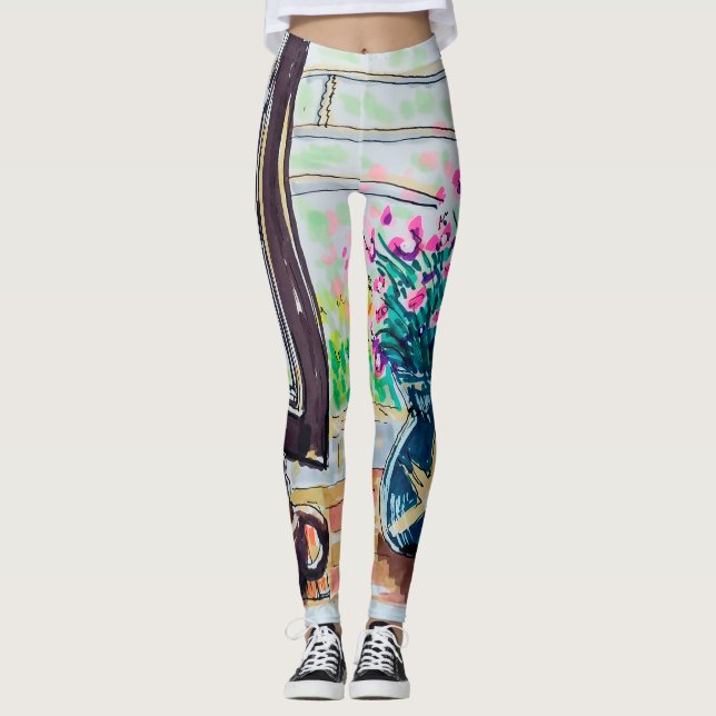 Window Tea and Flowers Leggings (Front)