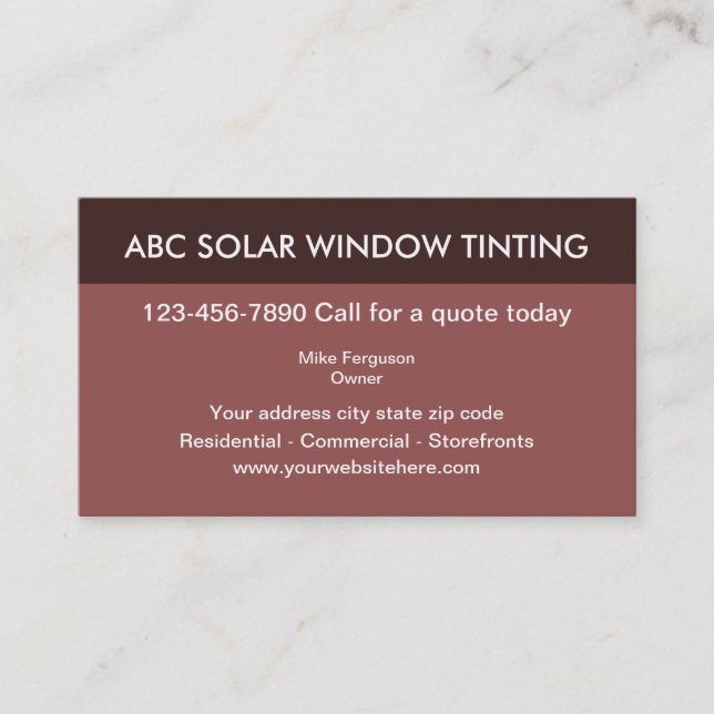 Window Tinting Business Cards (Front)