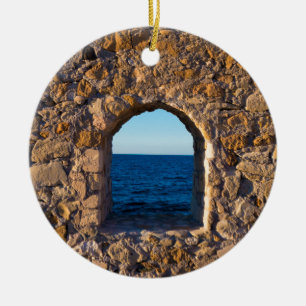 Window to the Aegean Sea Ceramic Tree Decoration
