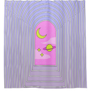 Window to the universe, esoteric cosmos digital ar shower curtain