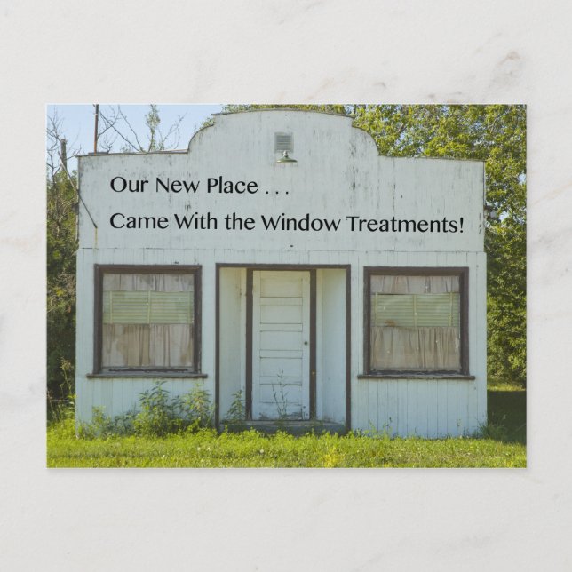 Window Treatments - Funny Change of Address Announcement Postcard (Front)