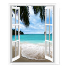 Window View 3D Tropical Sea And Beach