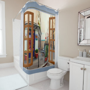 Window View Golden Paris Street Shower Curtain