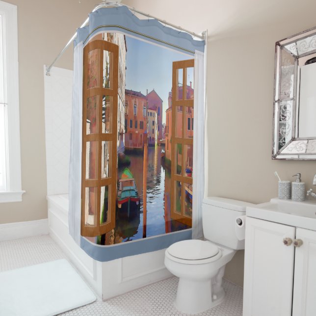 Window View Late Afternoon in Venice Italy Shower Curtain (In Situ)