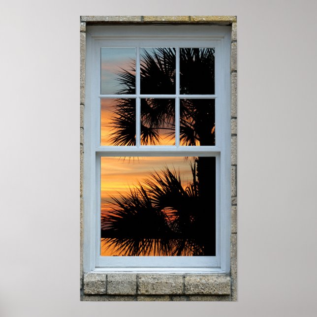 Window view Sunrise Palm tree Print (Front)