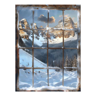 Window View Winter in Mountains Photo Print