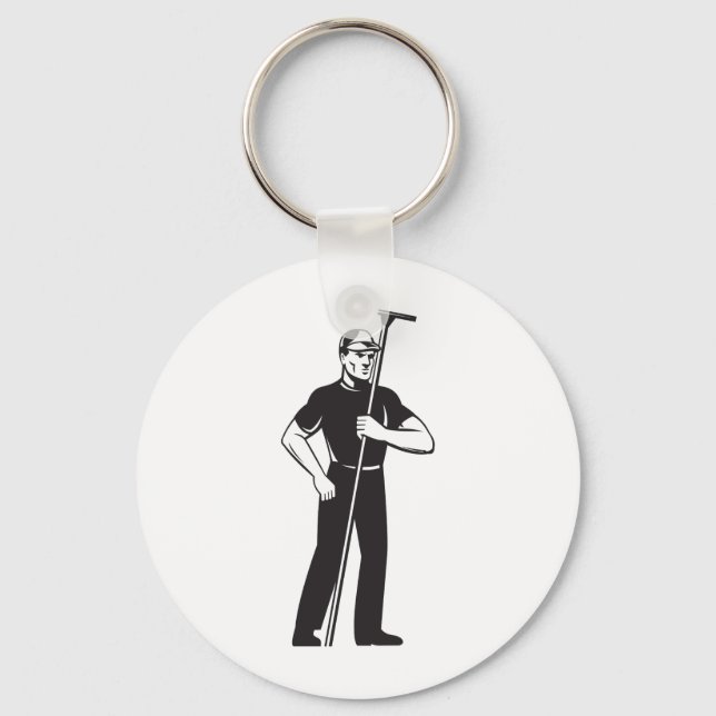 window washer worker cleaning washing retro key ring (Front)